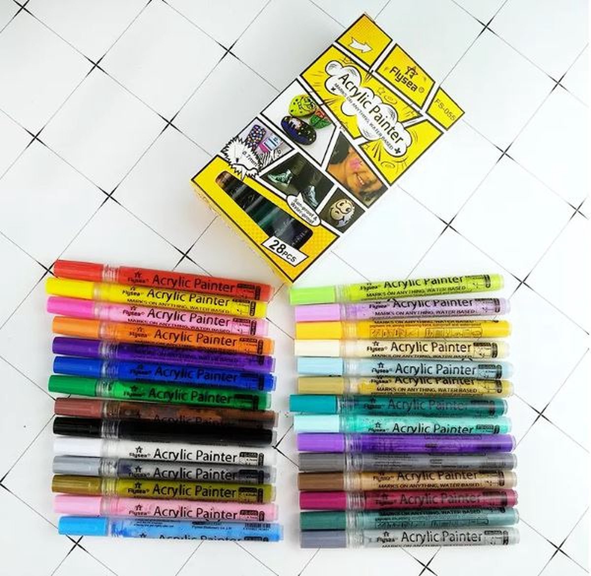 12-Delige Acryl Verf Stiften Set 0,7 mm | Acrylstiften voor Stenen Schilderen | Happy Stones