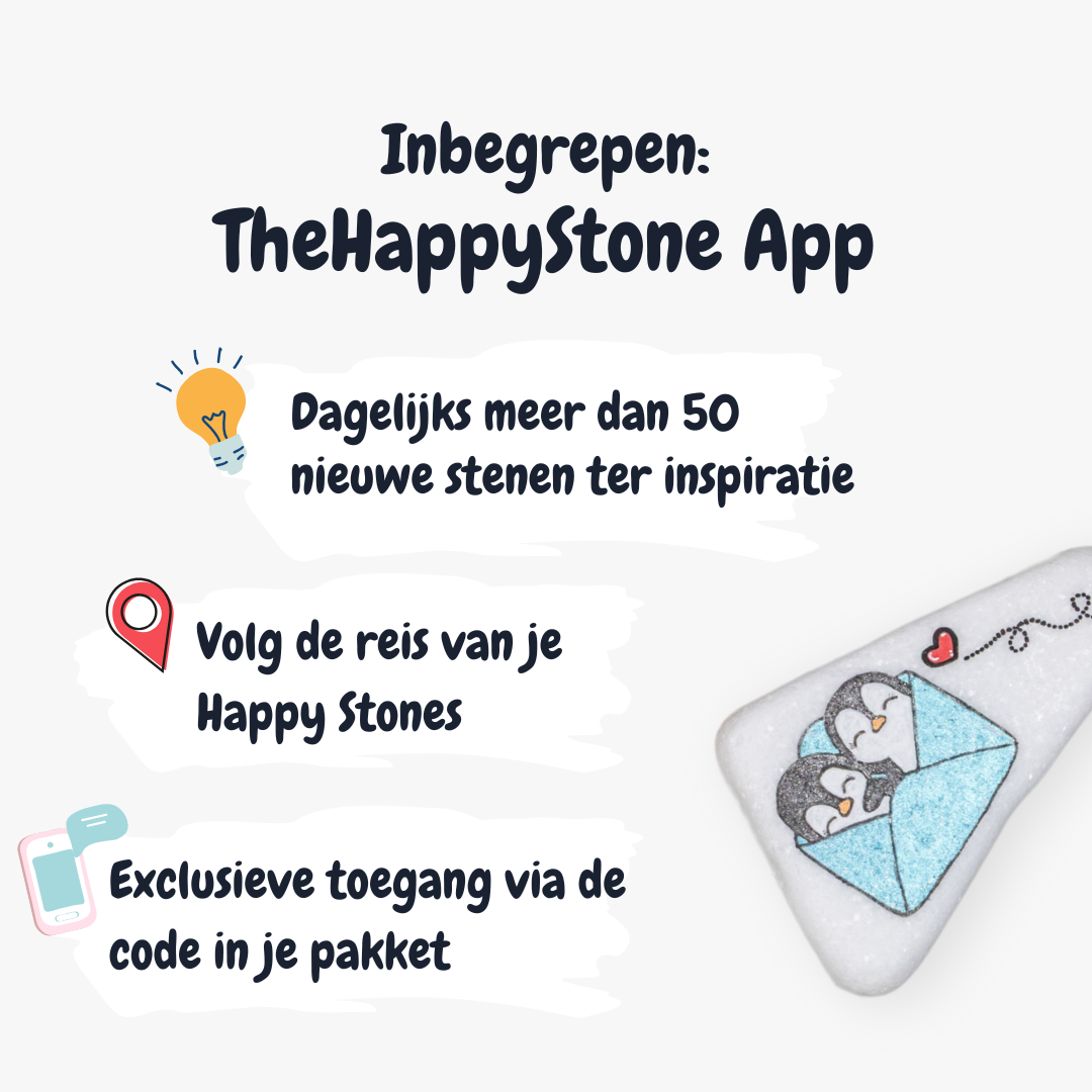 Starterspakket Happy Stones + App om ze te volgen | Alles-in-1 | Stenen schilderen