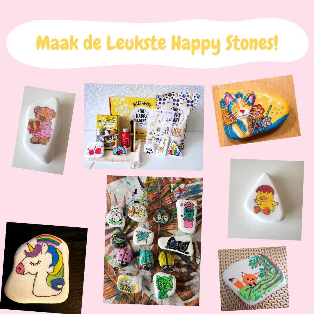 Starterspakket Happy Stones + App om ze te volgen | Alles-in-1 | Stenen schilderen
