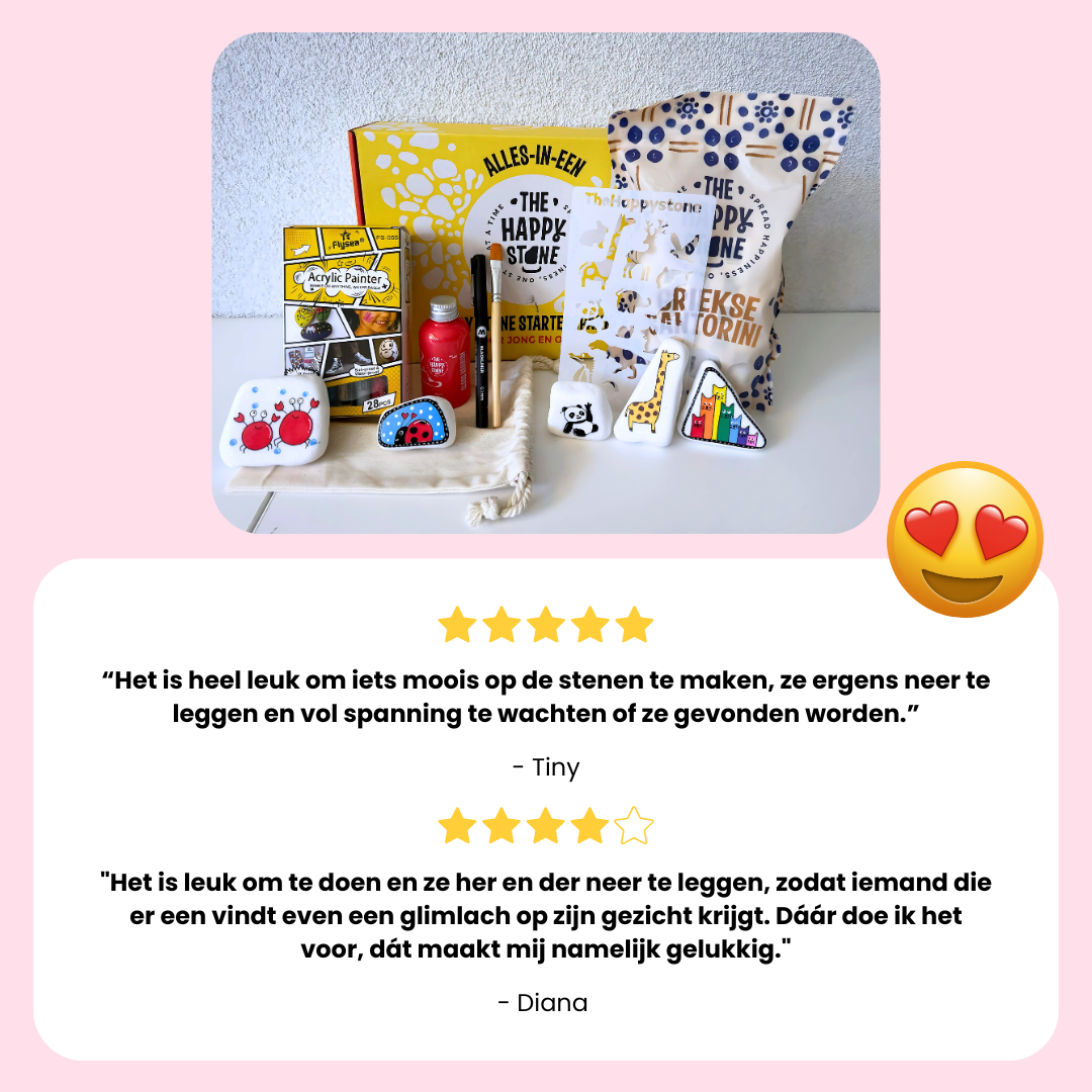 Starterspakket Happy Stones + App om ze te volgen | Alles-in-1 | Stenen schilderen