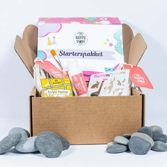 Starterspakket Happy Stones + App om ze te volgen | Alles-in-1 | Stenen schilderen